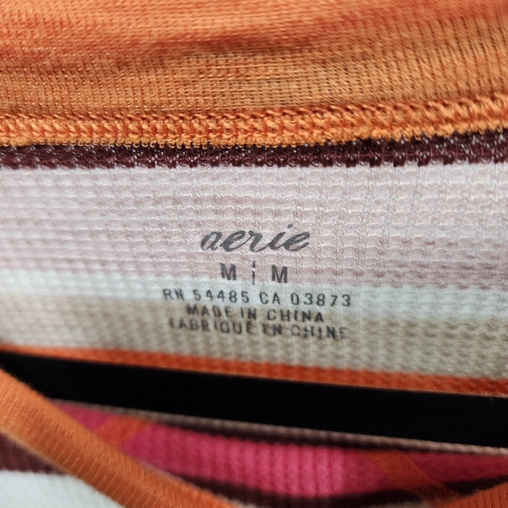 Aerie Offline Striped Long Sleeve cropped Henley Size Medium NWT! - Picture 3 of 5